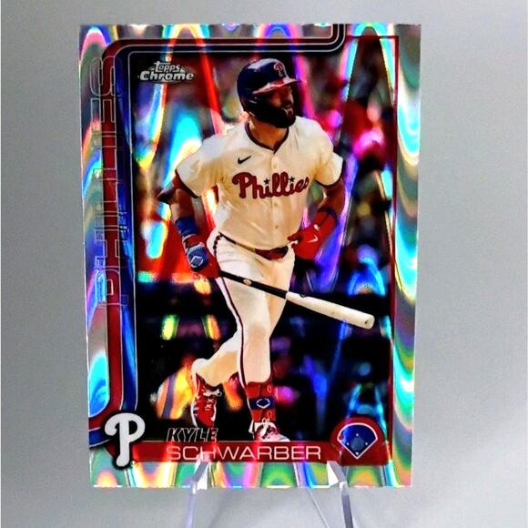 2025 Topps Chrome - Kyle Schwarber #31 RayWave Refractor - Picture 2 of 4